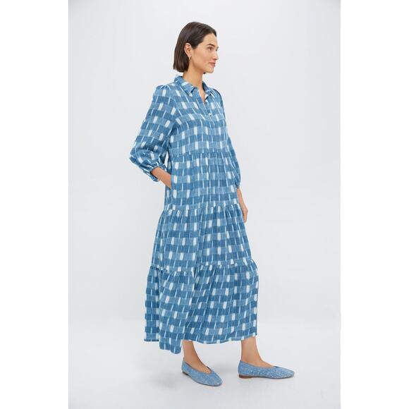 POMANDER PLACE Blue Ikat Mabel Maxi Dress Size M NWT Retail $158 Tuckernuck - Picture 4 of 10